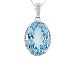 Sky Blue Topaz Rhodium Over Sterling Silver Solitaire Pendant With Chain 14.40ct