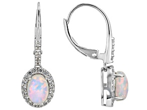White Ethiopian Opal Rhodium Over Sterling Silver Earrings 1.33ctw