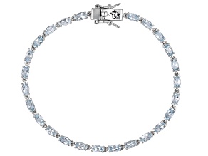 Aquamarine Rhodium Over Sterling Silver Tennis Bracelet 4.62ctw