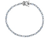 Aquamarine Rhodium Over Sterling Silver Tennis Bracelet 4.62ctw