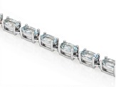 Aquamarine Rhodium Over Sterling Silver Tennis Bracelet 4.62ctw