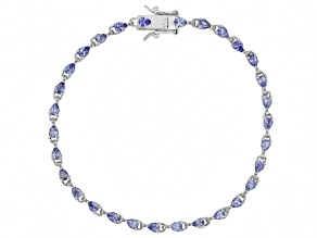 Blue Tanzanite Rhodium Over Sterling Silver Tennis Bracelet 2.77ctw