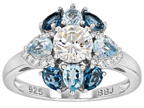 White Strontium Titanate Rhodium Over Silver Ring 2.73ctw