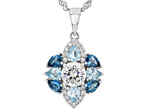 White Strontium Titanate Rhodium Over Silver Pendant With Chain 2.73ctw