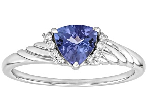 Blue Tanzanite Platinum Over Sterling Silver Ring .75ctw