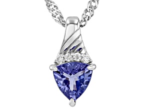 Tanzanite Platinum Over Sterling Silver Pendant With Chain 0.72ctw