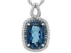 London Blue Topaz Rhodium Over Silver Pendant With Chain 8.00ctw