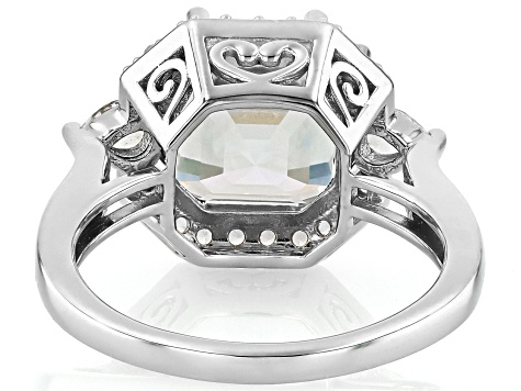 White Lab Created Sapphire Rhodium Over Sterling Silver Ring 5.69ctw