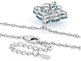Blue Zircon Rhodium Over Sterling Silver Pendant With Chain 6.18ctw