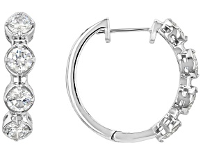White Strontium Titanate Rhodium Over Sterling Silver Hoop Earrings 2.56ctw
