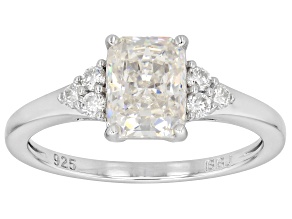 White Strontium Titanate Rhodium Over Sterling Silver Ring 2.40ctw