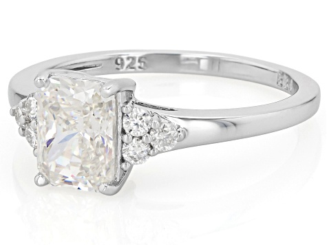 White Strontium Titanate Rhodium Over Sterling Silver Ring 2.40ctw