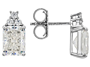White Strontium Titanate Rhodium Over Sterling Silver Earrings 4.64ctw