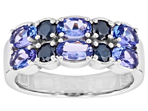 Tanzanite Rhodium Over Sterling Silver Ring 1.60ctw