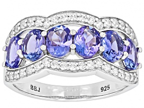 Blue Tanzanite Rhodium Over Sterling Silver Ring 2.25ctw