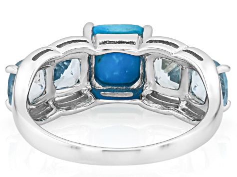 Kingman Turquoise Rhodium Over Sterling Silver Ring 2.51ctw - CTD335 | JTV