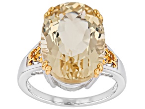 Candlelight Labradorite Rhodium Over Sterling Silver Two-Tone Ring 10.93ctw