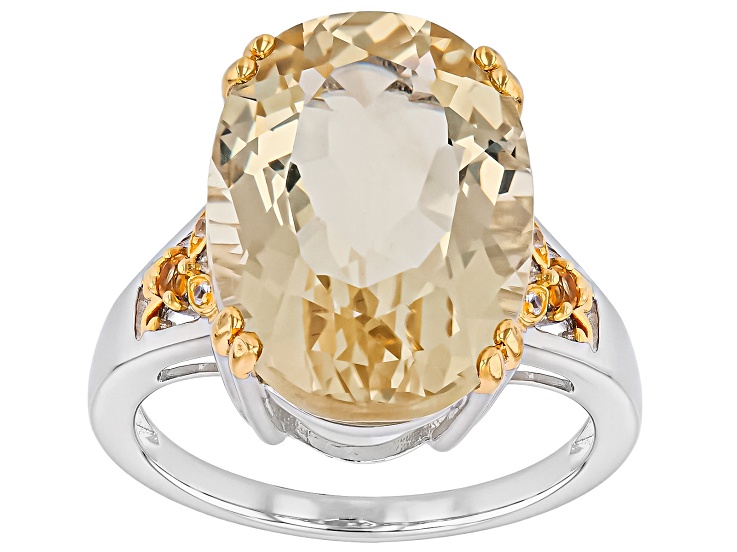 Candlelight Labradorite Rhodium Over Sterling Silver Two-Tone Ring