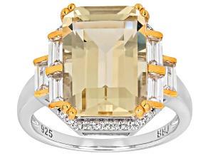 Candlelight Labradorite Rhodium Over Sterling Silver Two-Tone Ring 7.20ctw