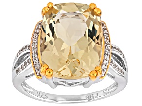 Candlelight Labradorite Rhodium Over Sterling Silver Two-Tone Ring 9.36ctw