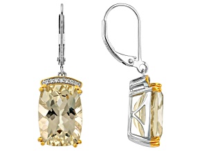 Yellow Canary Labradorite Rhodium Over Sterling Silver Two-Tone Earrings 11.73ctw