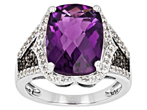 Purple Canela Amethyst Rhodium Over Sterling Silver Ring 6.09ctw