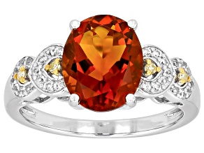 Madeira Citrine Rhodium Over Silver Ring 2.36ctw