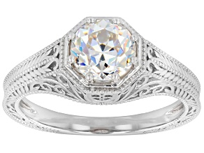 White Strontium Titanate Rhodium Over Sterling Silver Ring 1.87ct