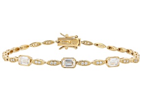 White Strontium Titanate 18k Yellow Gold Over Sterling Silver Tennis Bracelet 2.99ctw