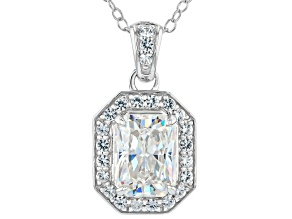 White Strontium Titanate Rhodium Over Sterling Silver Pendant With Chain 2.65ctw