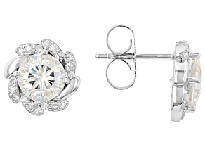 White Strontium Titanate Rhodium Over Sterling Silver Earrings 5.39ctw
