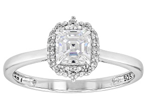 White Strontium Titanate Rhodium Over Sterling Silver Ring 0.91ct