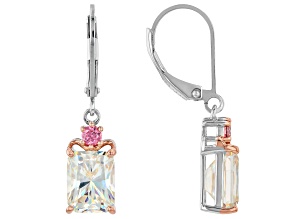 White Strontium Titanate Rhodium Over Sterling Silver Earrings 7.20ctw