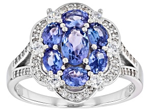 Blue Tanzanite Rhodium Over Sterling Silver Ring 1.76ctw
