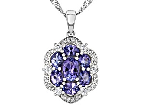 Tanzanite Rhodium Over Sterling Silver Pendant With Chain 1.65ctw