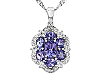 Picture of Tanzanite Rhodium Over Sterling Silver Pendant With Chain 1.65ctw