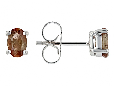 Brown Andalusite Rhodium Over Sterling Silver Stud Earrings 0.80ctw
