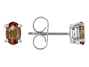 Brown Andalusite Rhodium Over Sterling Silver Stud Earrings 0.80ctw