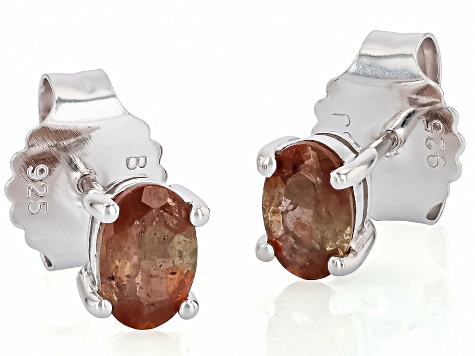 Brown Andalusite Rhodium Over Sterling Silver Stud Earrings 0.80ctw