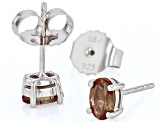 Brown Andalusite Rhodium Over Sterling Silver Stud Earrings 0.80ctw