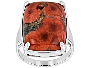 Peanut Obsidian Rhodium Over Sterling Silver Ring