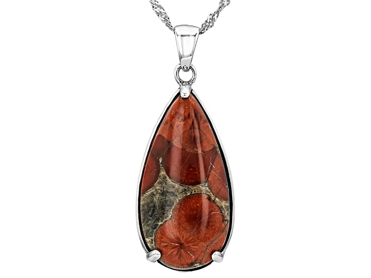Peanut Obsidian Rhodium Over Sterling Silver Pendant With Chain