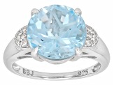 Texas Star Cut Sky Blue Topaz Rhodium Over Sterling Silver Ring 7.14ctw