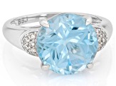 Texas Star Cut Sky Blue Topaz Rhodium Over Sterling Silver Ring 7.14ctw