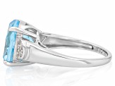 Texas Star Cut Sky Blue Topaz Rhodium Over Sterling Silver Ring 7.14ctw