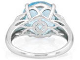 Texas Star Cut Sky Blue Topaz Rhodium Over Sterling Silver Ring 7.14ctw