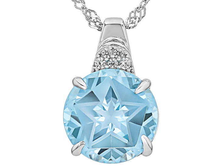 Sky Blue Topaz Rhodium Over Sterling Silver Pendant With Chain 7.09ctw ...
