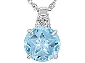 Sky Blue Topaz Rhodium Over Sterling Silver Pendant With Chain 7.09ctw