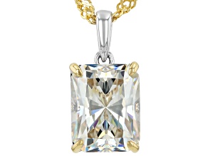 White Strontium Titanate Rhodium Over 18k Yellow Gold Over Silver Pendant With Chain 2.98ct