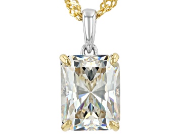 Picture of White Strontium Titanate Rhodium Over 18k Yellow Gold Over Silver Pendant With Chain 2.98ct